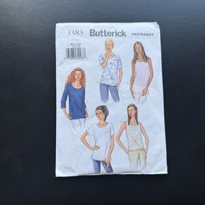 Butterick Pattern 3383 Fast & Easy XS/S/M Scoop Neck Uncut T Shirt Tank